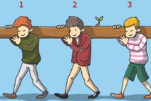 Trong 3 người này, ai vác gỗ nặng nhất?