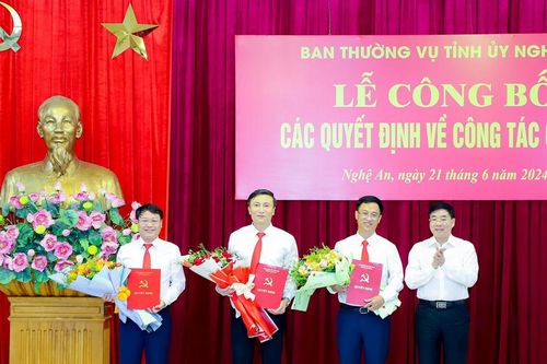 Ban Thường vụ Tỉnh ủy Nghệ An công bố các quyết định về công tác cán bộ