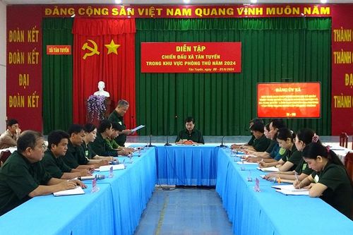Diễn tập chiến đấu phòng thủ xã Tân Tuyến