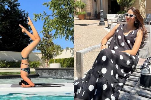 Hoa hậu Phạm Hương thực hiện động tác yoga khó giữa tin đồn mang thai