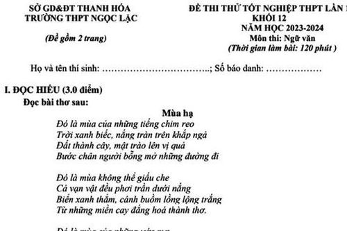 Đề thi thử tốt nghiệp Ngữ văn: Sự cần thiết của khát vọng đối với tuổi trẻ
