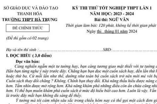 Đề thi thử tốt nghiệp môn Ngữ văn: Đời ngắn đừng ngủ dài