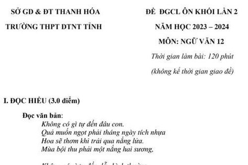 Đề đánh giá chất lượng Ngữ văn: Ý nghĩa của việc tự mình vươn lên trong cuộc sống