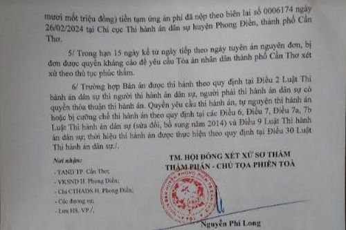Cần Thơ: Vụ án 'tiền bạc phân minh, ái tình dứt khoát'