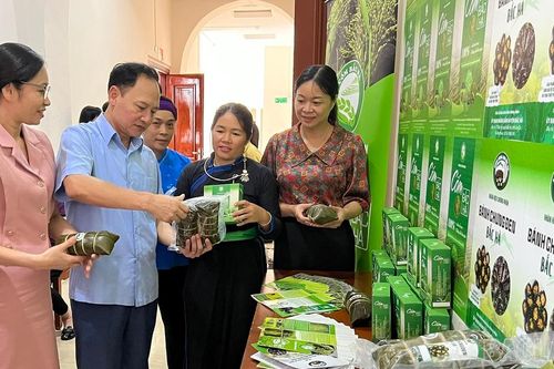 Công bố nhãn hiệu chứng nhận 'Cốm Bắc Hà' và 'Bánh chưng đen Bắc Hà'