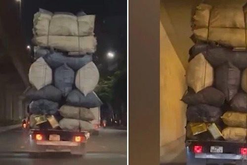 Chở 'núi hàng' cao hơn 4m, tài xế bị tước bằng lái 3 tháng