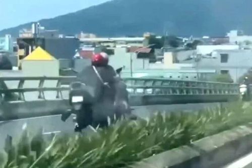 'Nữ ninja' gây họa khi chạy xe máy ngược chiều trên cầu vượt ở Đà Nẵng