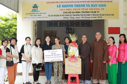 Chùa Diệu Pháp khánh thành 3 căn nhà tình thương tại tỉnh Đồng Tháp
