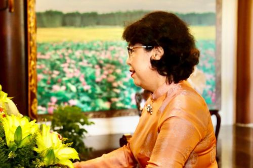 Phó Chủ tịch Tô Thị Bích Châu viếng mộ Cụ Phó Bảng Nguyễn Sinh Sắc