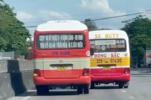 Thót tim 2 xe buýt rượt đuổi, chèn ép nhau trên Quốc lộ 1A