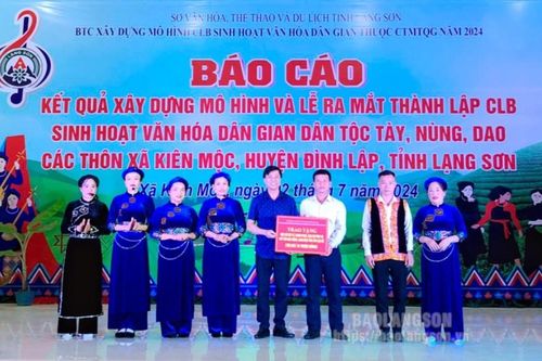 Ra mắt câu lạc bộ sinh hoạt văn hóa dân gian dân tộc Tày, Nùng, Dao các thôn xã Kiên Mộc, huyện Đình Lập