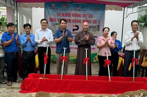 Chùa Long Bửu (Trà Vinh) phối hợp các đơn vị động thổ dự án công cộng phục vụ cho học sinh