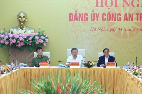 Chủ tịch nước Tô Lâm và Thủ tướng Phạm Minh Chính dự Hội nghị Đảng ủy Công an Trung ương