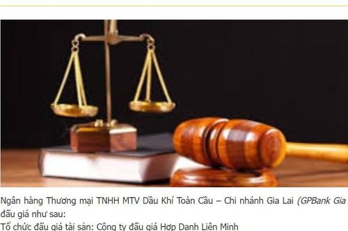 Đấu giá khoản nợ hơn 2.300 tỷ đồng của Công ty VK Land tại GPBank Gia Lai