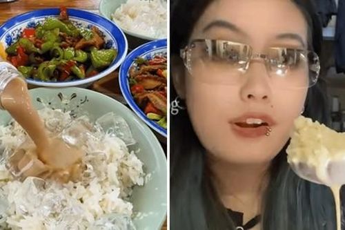 Giới trẻ Trung Quốc đổ trà sữa vào cơm để ăn do trời nóng 'không thể chịu nổi'