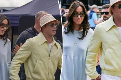 Brad Pitt hiếm hoi công khai bạn gái mới tại giải đua ô tô Công thức 1 Anh