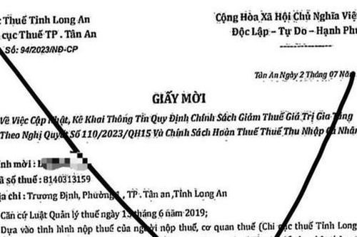 Cảnh báo hiện tượng giả mạo cơ quan thuế tại Long An
