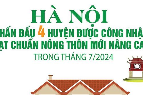 Hà Nội phấn đấu 4 huyện đạt chuẩn nông thôn mới nâng cao trong tháng 7/2024