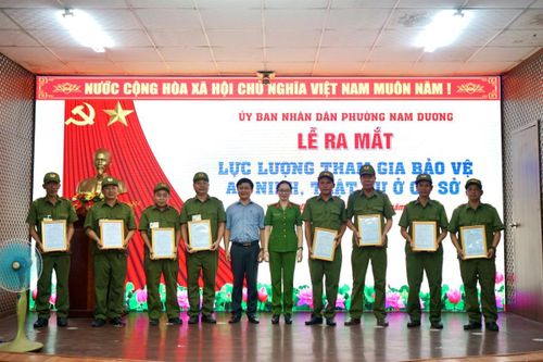 Ra mắt lực lượng tham gia bảo vệ an ninh trật tự cơ sở phường Nam Dương