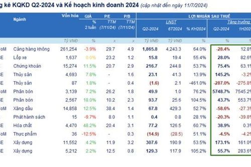 Kết quả kinh doanh quý 2/2024: 13 doanh nghiệp đầu tiên công bố lợi nhuận, giảm 10,3% so với cùng kỳ