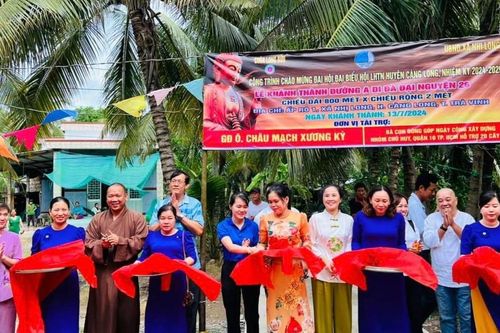 Trà Vinh: Chùa Long Bửu tổ chức khánh thành đường bê-tông nông thôn tại xã Nhị Long