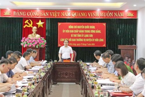 Đồng chí Bí thư Tỉnh ủy làm việc với Ban Thường vụ Huyện ủy Hữu Lũng