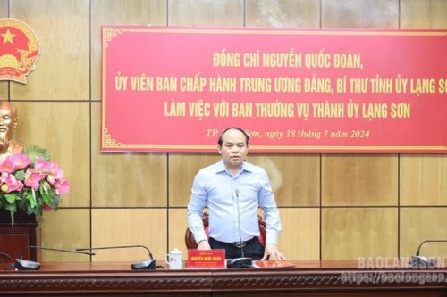Đồng chí Bí thư Tỉnh ủy làm việc với Ban Thường vụ Thành ủy Lạng Sơn