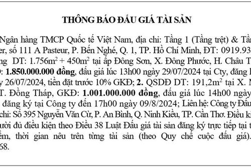 Thông báo đấu giá tài sản
