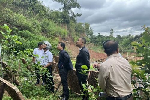 Bí thư Huyện ủy Đức Trọng kiểm tra thực tế các điểm có nguy cơ sạt lở đất trên địa bàn