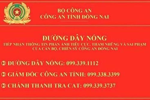 Công khai số điện thoại đường dây nóng của Giám đốc Công an tỉnh Đồng Nai