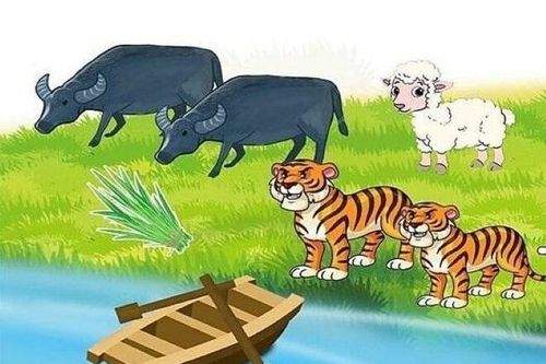 Làm sao đưa trâu, hổ, cừu và bó cỏ qua sông?