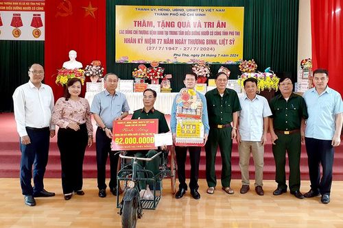 Đoàn công tác Thành phố Hồ Chí Minh thăm, tặng quà Trung tâm Điều dưỡng người có công tỉnh