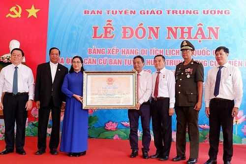 Căn cứ Ban Tuyên huấn Trung ương Cục miền Nam được xếp hạng Di tích lịch sử quốc gia
