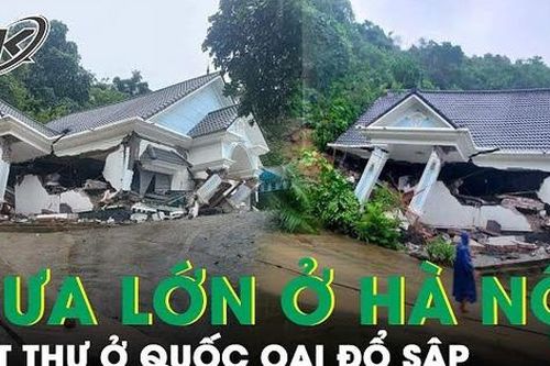 Biệt thự tiền tỷ ở Quốc Oai đổ sập do mưa kéo dài, gia đình 7 người gọi nhau tháo chạy khỏi nhà