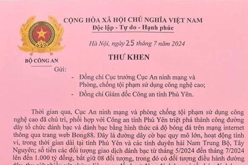 Bộ trưởng Lương Tam Quang gửi thư khen các đơn vị phá đường dây đánh bạc 1.000 tỷ đồng