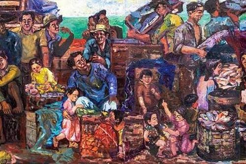 Nét đẹp lao động đời sống ngư dân qua tranh sơn dầu