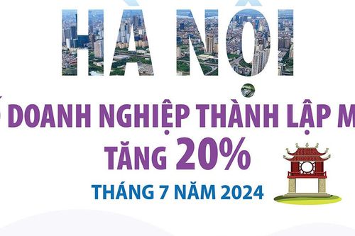 Hà Nội: Số doanh nghiệp thành lập mới tăng 20% trong tháng 7/2024