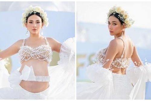 Võ Hoàng Yến vác bụng bầu catwalk khi về nước