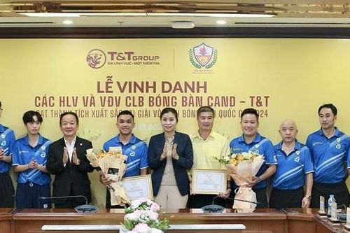 CLB Bóng bàn CAND – T&T nhận thưởng gần 1,5 tỷ đồng