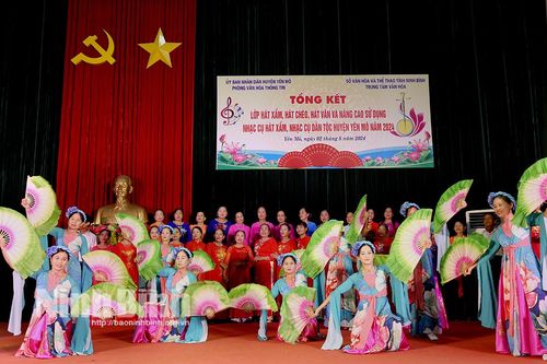 Yên Mô tổng kết lớp hát Xẩm, hát Chèo và nâng cao kỹ năng sử dụng nhạc cụ dân tộc