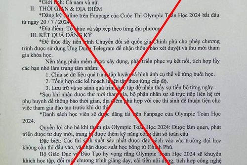 Cảnh báo việc giả mạo văn bản của Bộ Giáo dục và Đào tạo mời tham gia Olympic Toán 2024
