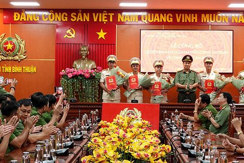 Công an Bình Thuận triển khai quyết định bổ nhiệm, điều động cán bộ