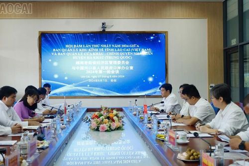Ban Quản lý Khu kinh tế tỉnh Lào Cai (Việt Nam) và Ban Quản lý Cửa khẩu huyện Hà Khẩu (Trung Quốc) hội đàm lần thứ nhất năm 2024