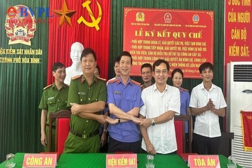 Ký kết 3 quy chế phối hợp giữa các cơ quan tố tụng TP Hòa Bình