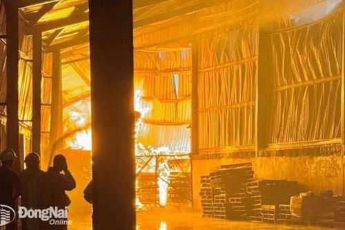 Cháy dữ dội xưởng gỗ tại Biên Hòa