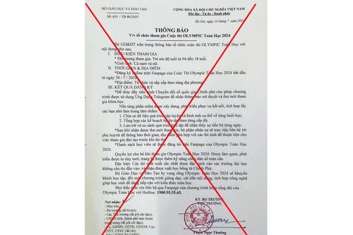 Cảnh báo việc giả mạo văn bản của Bộ Giáo dục và Đào tạo mời tham gia Olympic Toán 2024