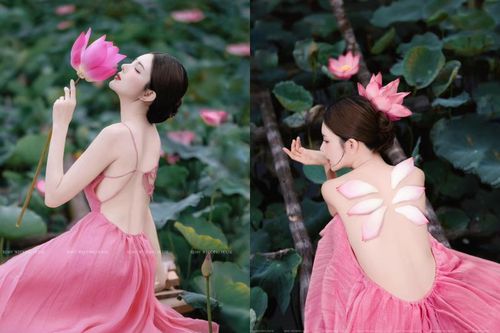 Hóa tiên nữ ao sen, 'hot girl tên lạ' khoe lưng trần trắng nõn