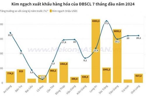 Thương mại ĐBSCL tăng 15% trong 7 tháng, Long An tiếp tục dẫn đầu
