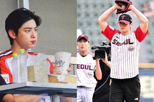 Hơn 1 triệu lượt xem Cha Eun Woo ngồi bóc quýt ở khán đài giải đấu bóng chày