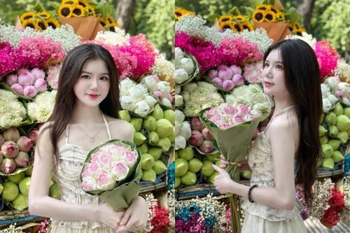 Nàng thơ nhan sắc tựa 'thần tiên tỷ tỷ' bên xe hoa Hà Nội